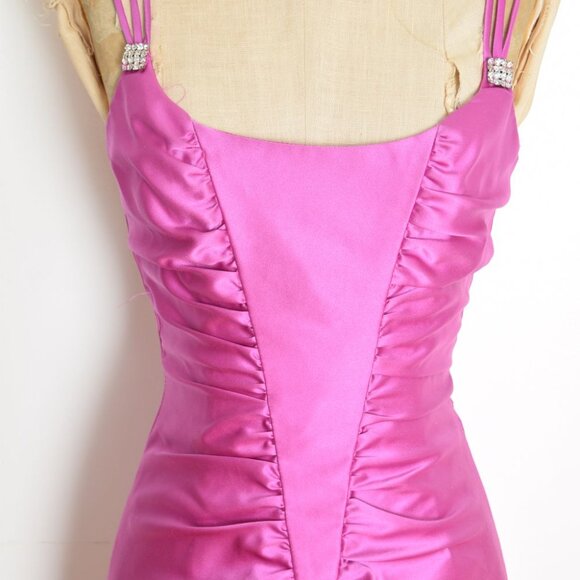 vintage Y2K party dress Jessica McClintock fuchsia satin short prom mini XS - Picture 3 of 9